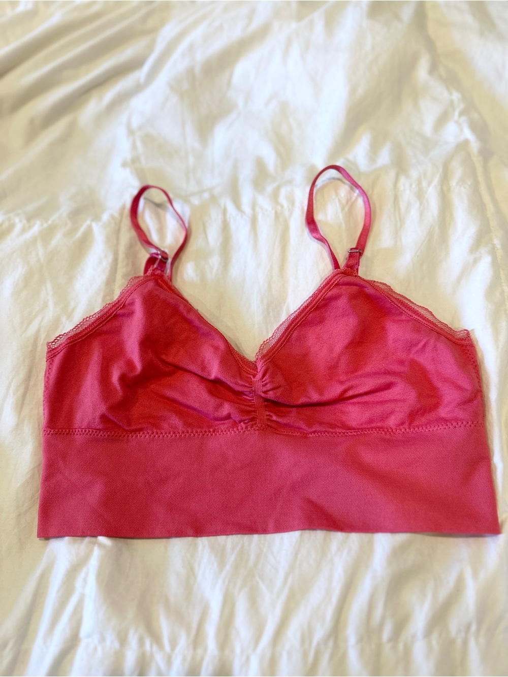 Victoria's Secret Hot Pink Wireless Lace-Trim Bralette